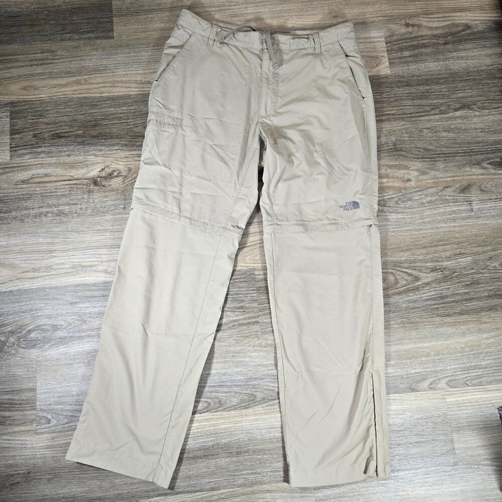 The North Face Convertible Pants Mens 36 Tan Ripstop Nylon Hiking Outdoor Zips